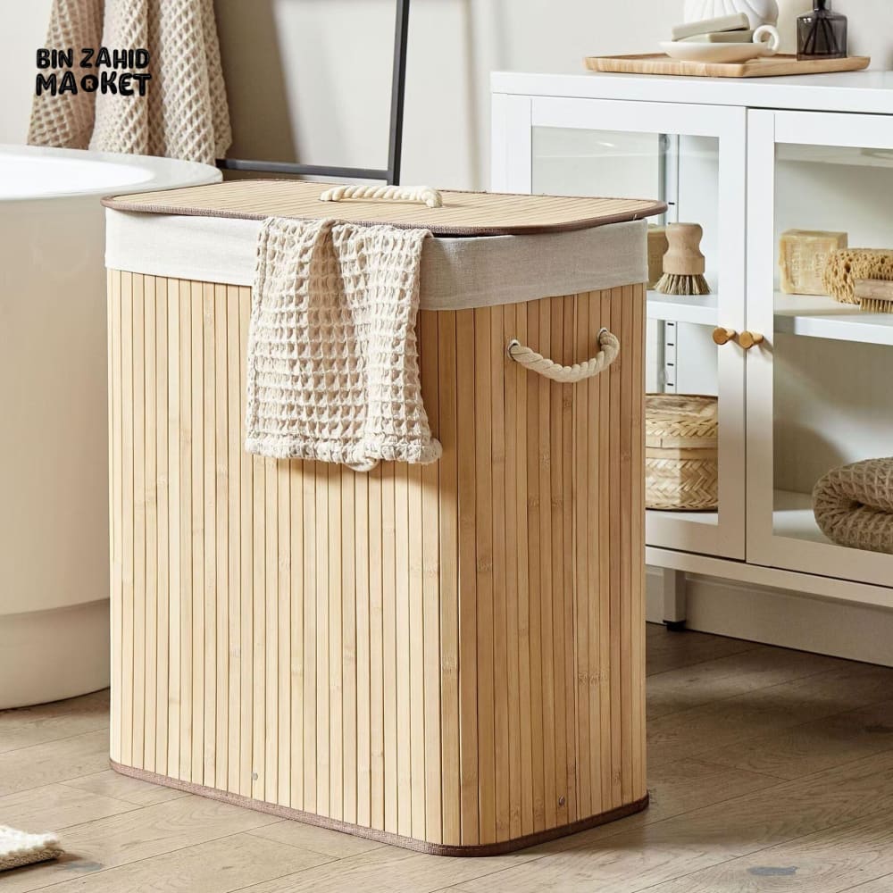 Rectangular Bamboo Laundry Basket