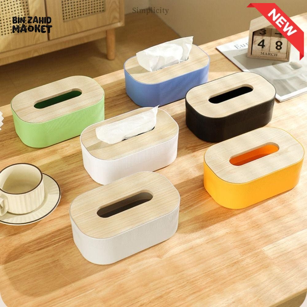 RECTANGULAR TISSUE BOX WITH BAMBOO STYLE LID