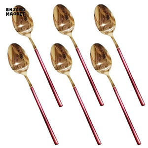 RED AND GOLD 6 PIECE - TABLE SPOON SET CC-004