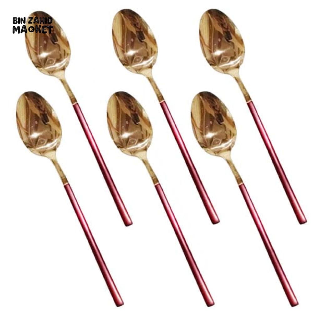RED AND GOLD 6 PIECE - TABLE SPOON SET CC-004