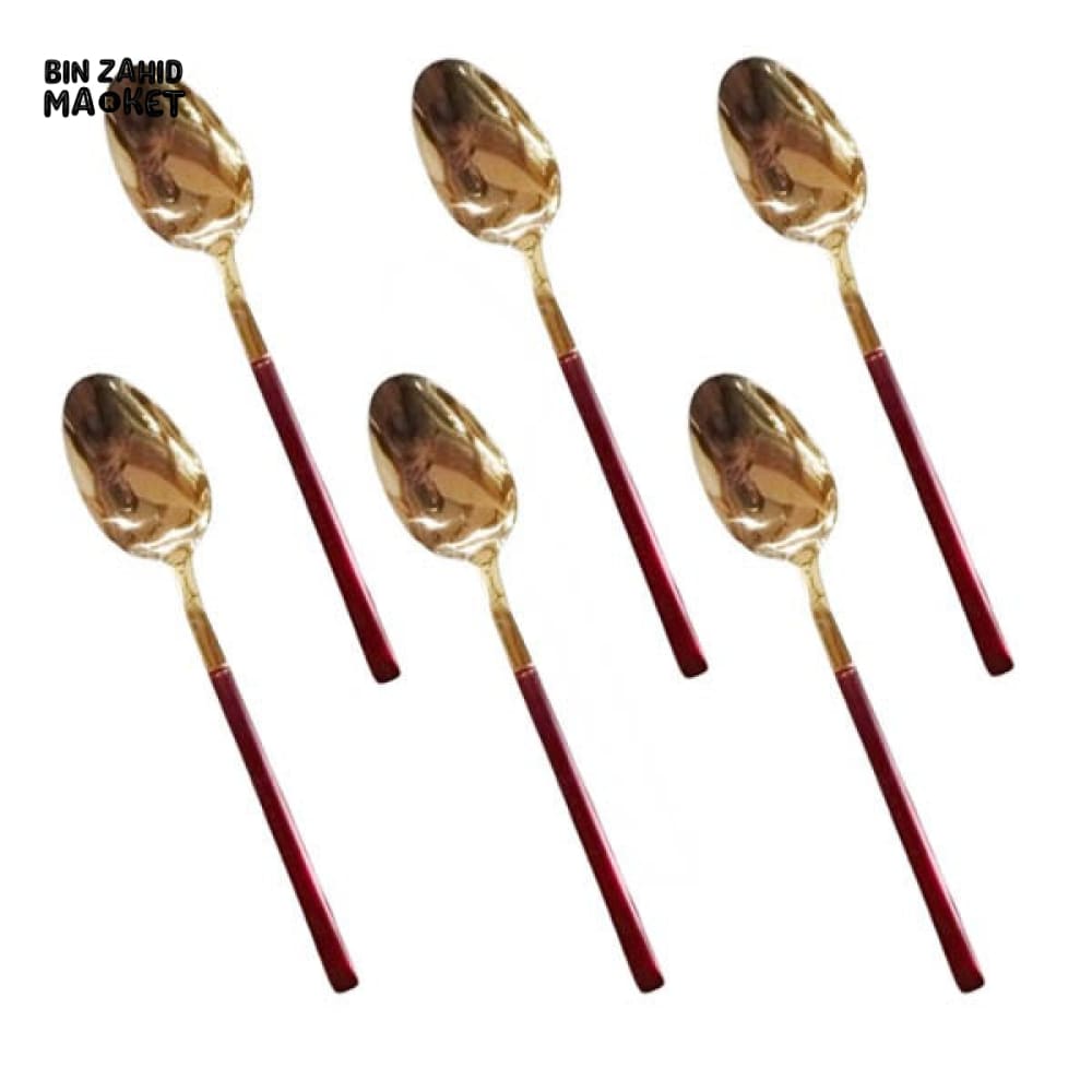 RED AND GOLD 6 PIECE - TEA SPOON SET CC-006