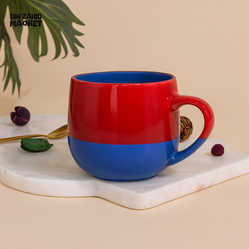 RED & BLUE CERAMIC COFFEE MUG