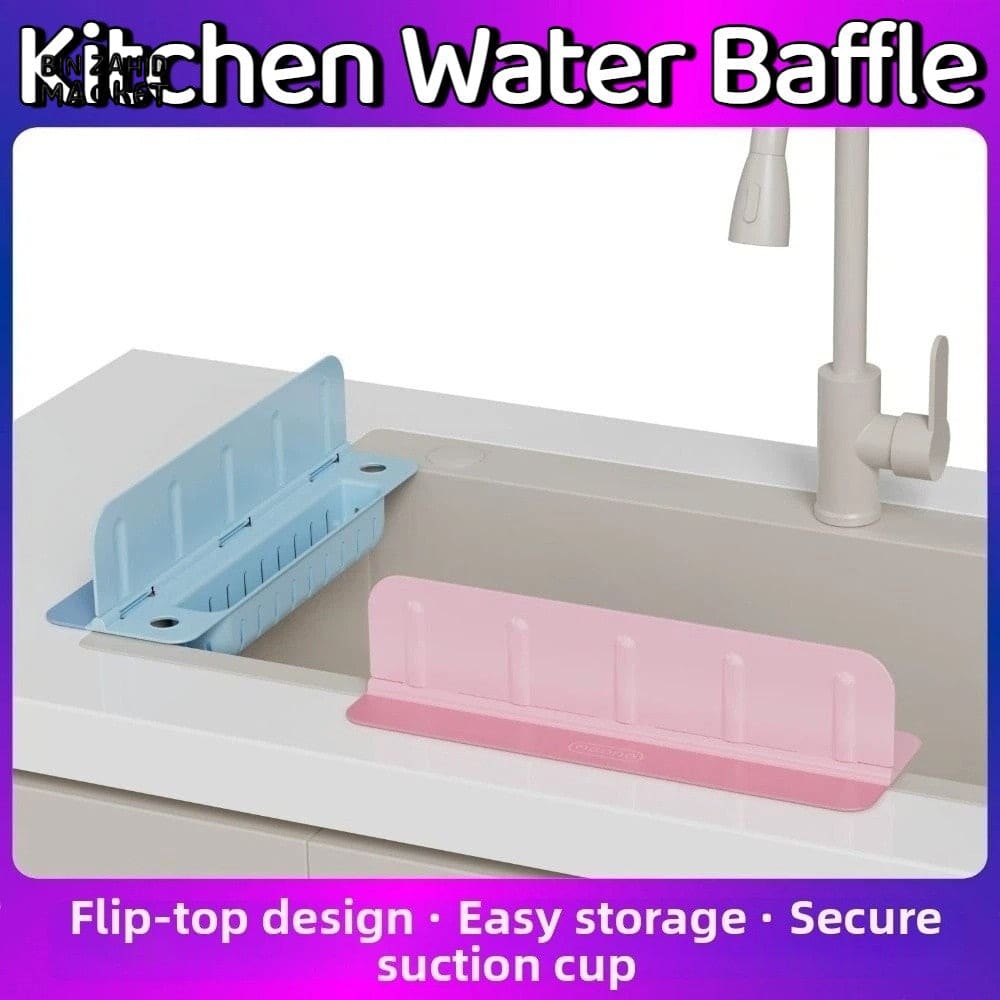 REUSABLE KITCHEN SINK WATER DEFLECTOR PLATE WITH SUCTION CUP – SPLASH-PROOF SOAP & SPONGE RACK