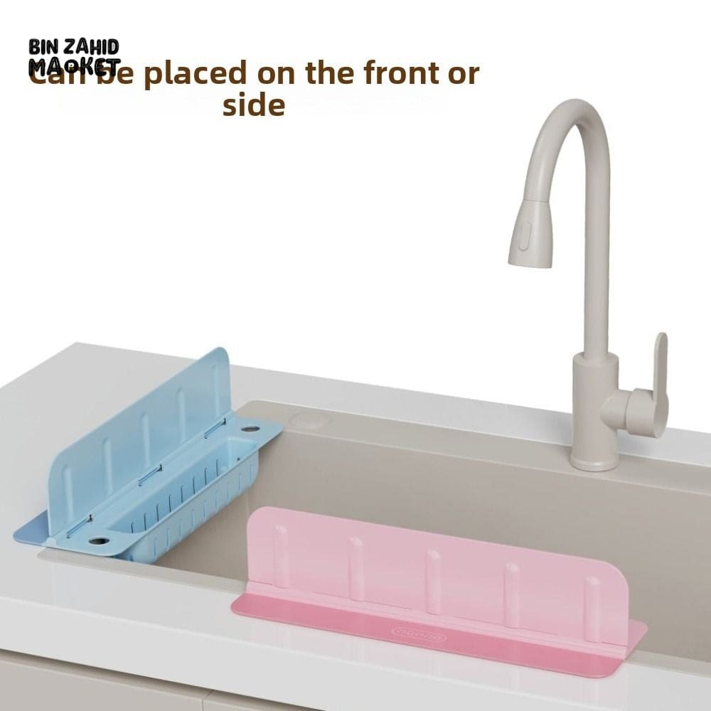 REUSABLE KITCHEN SINK WATER DEFLECTOR PLATE WITH SUCTION CUP – SPLASH-PROOF SOAP & SPONGE RACK