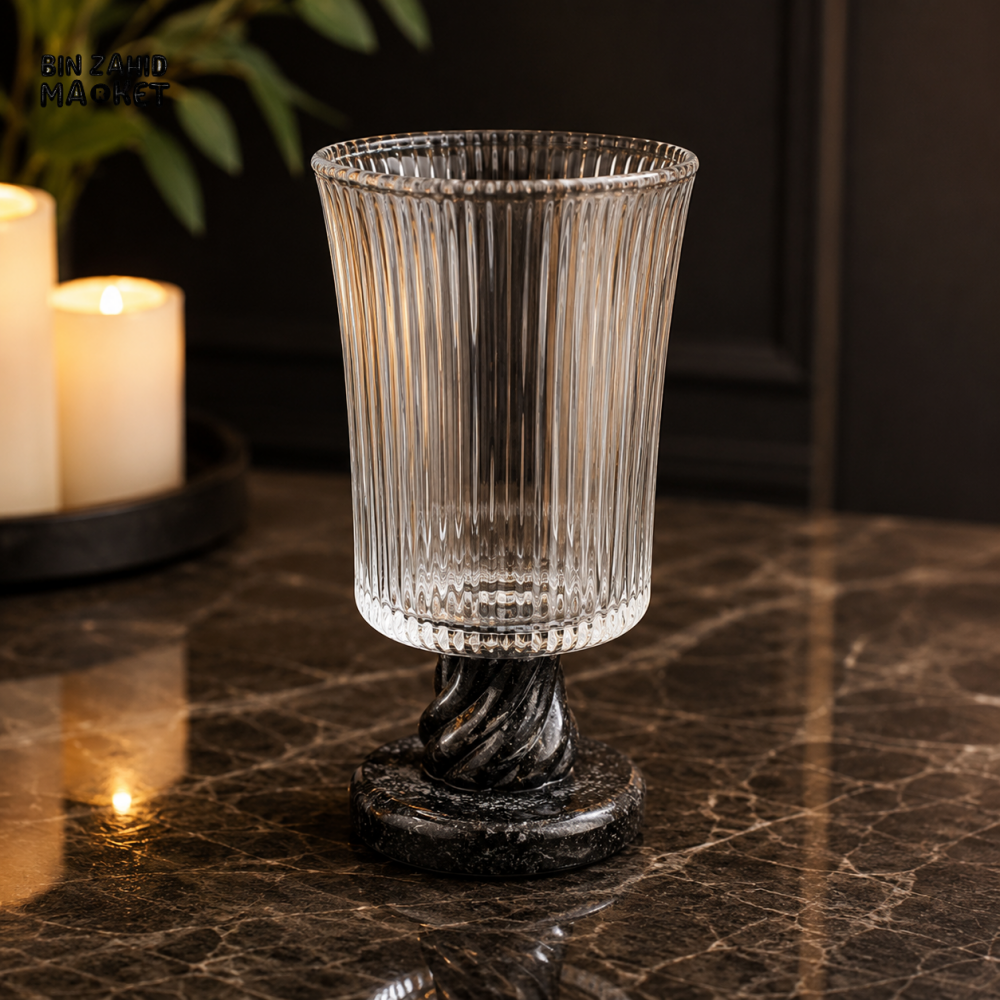 RIBBED GLASS DRINKING GOBLET - Glasses