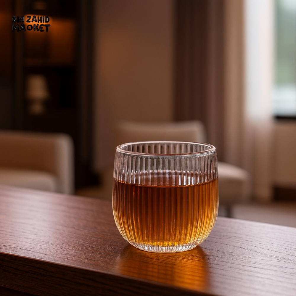 RIBBED GLASS SET – 6 PIECE PREMIUM DRINKING GLASSES