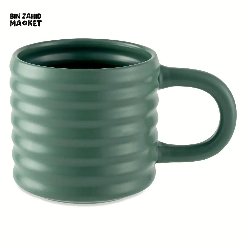 RIPPLE STYLE 580ML CERAMIC MUG MODERN WAVE DESIGN - GREEN