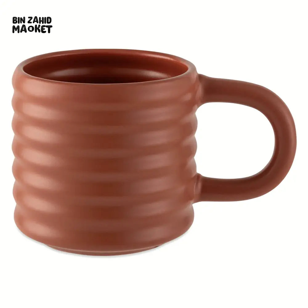 RIPPLE STYLE 580ML CERAMIC MUG MODERN WAVE DESIGN - ORANGE