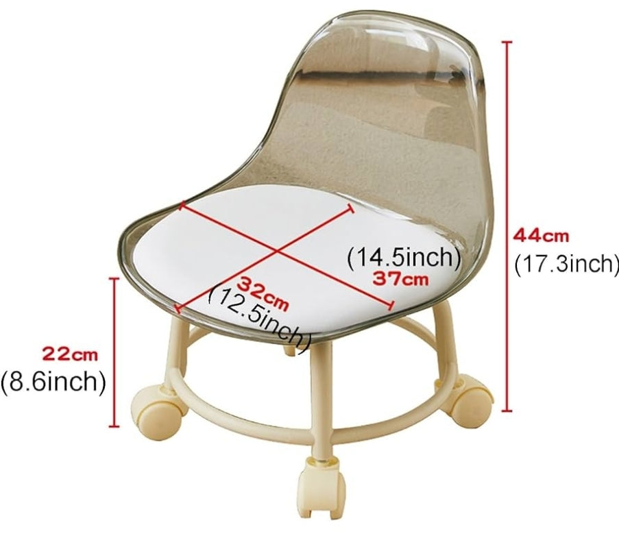 TRANSPARENT HEAVY DUTY MOVABLE CHAIR WITH WHEELS