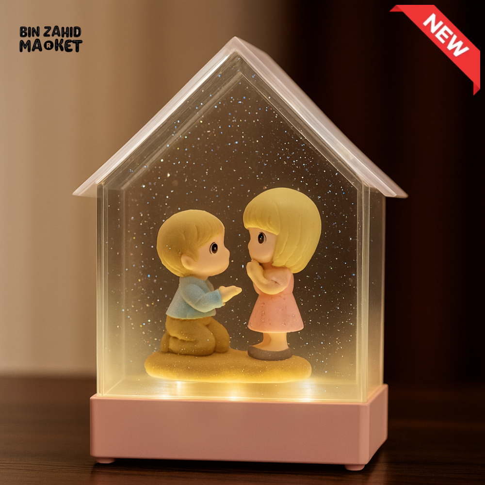 ROMANTIC COUPLE FIGURINE LED LIGHT HOUSE – LUXURY DECOR NIGHT LAMP FOR BEDROOM & GIFT DISPLAY