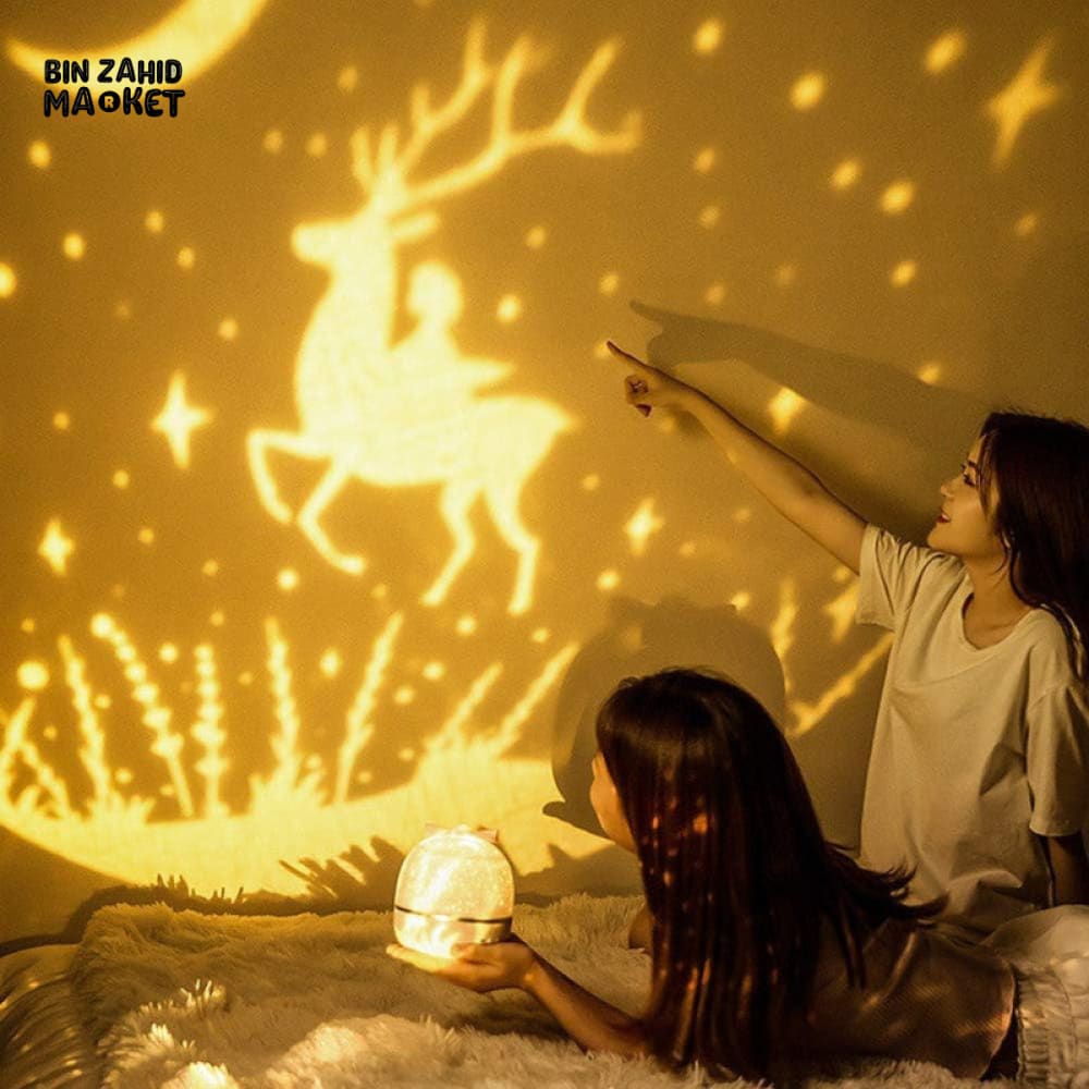 ROTATABLE LED PROJECTOR LAMP – 3 LIGHT MODES DREAMY STAR & MOON NIGHT LIGHT