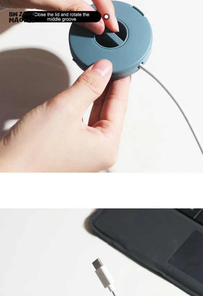 ROTATABLE STORAGE BOX DATA CABLE FINISHING ORGANIZER MULTIFUNCTIONAL DESKTOP WIRE WINDER STORAGE BOX FOR HOME & DORM USE PACK OF 3