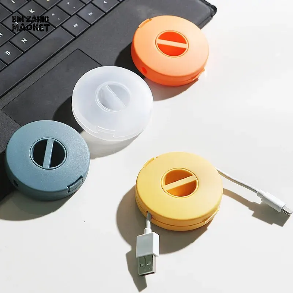 ROTATABLE STORAGE BOX DATA CABLE FINISHING ORGANIZER MULTIFUNCTIONAL DESKTOP WIRE WINDER STORAGE BOX FOR HOME & DORM USE PACK OF 3