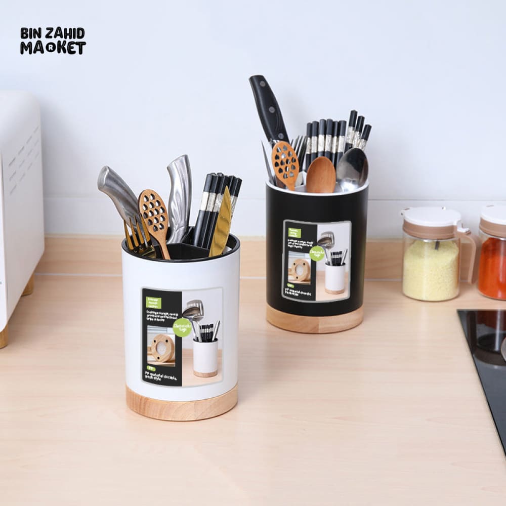 ROTATING 3-COMPARTMENT UTENSIL ORGANIZER – MULTI-GRID DISH DRAINER CHOPSTICK & SPOON HOLDER WITH REMOVABLE DIVIDER