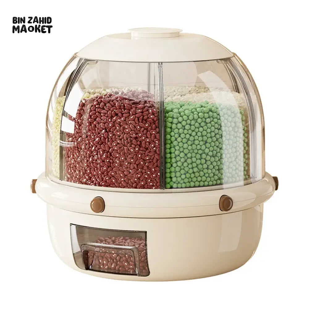 ROTATING GRID RICE STORAGE 10KG BUCKET – INSECT-PROOF MOISTURE-RESISTANT SEALED GRAIN STORAGE BOX