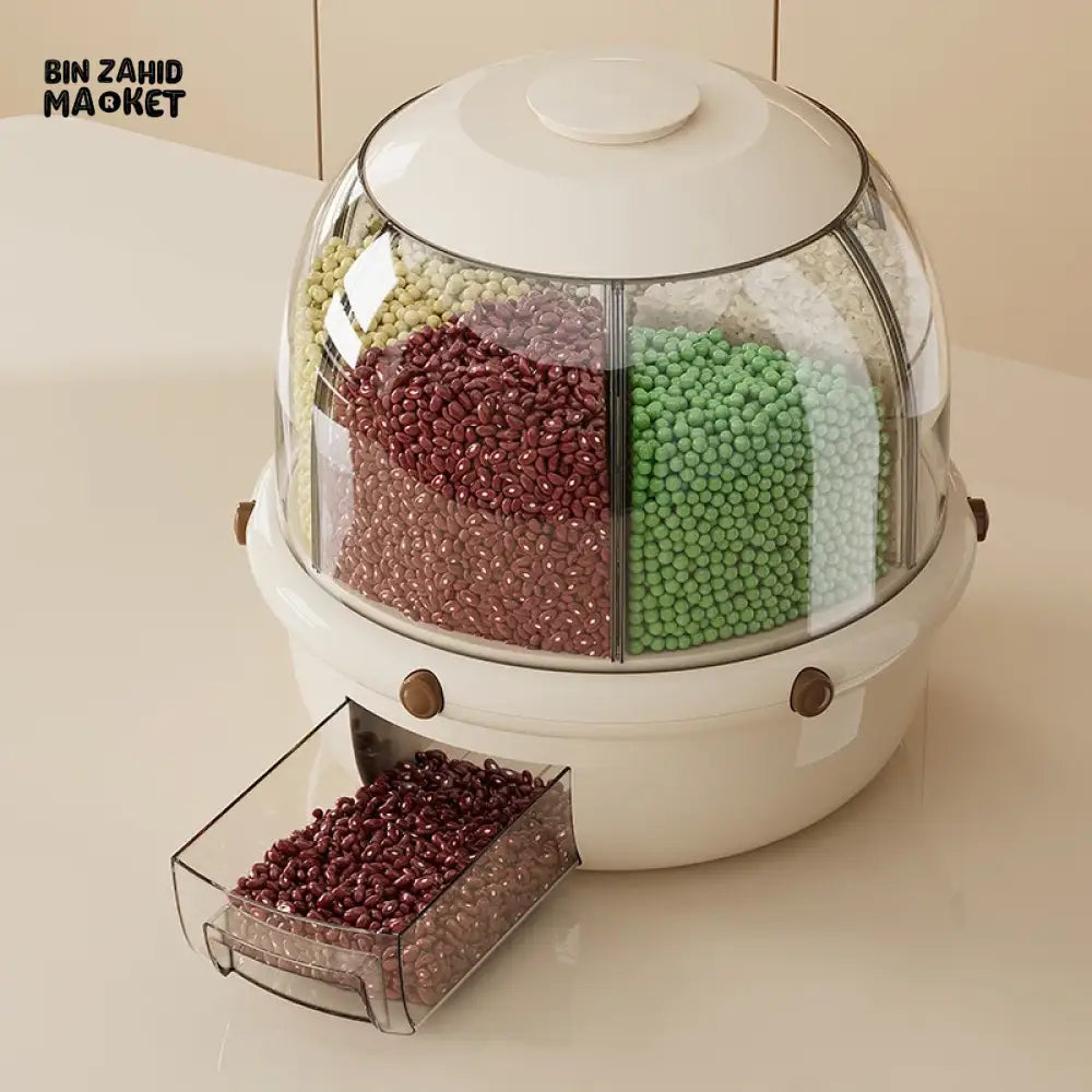 ROTATING GRID RICE STORAGE 10KG BUCKET – INSECT-PROOF MOISTURE-RESISTANT SEALED GRAIN STORAGE BOX