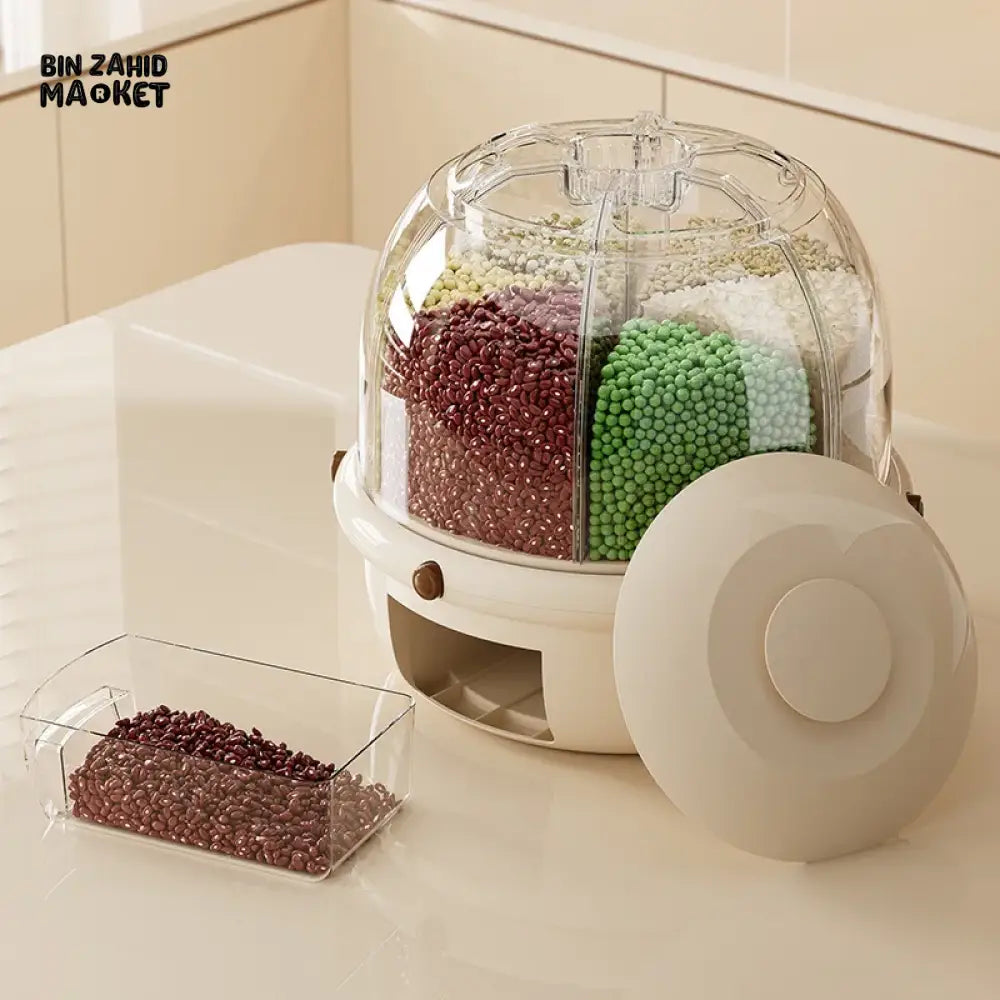 ROTATING GRID RICE STORAGE 10KG BUCKET – INSECT-PROOF MOISTURE-RESISTANT SEALED GRAIN STORAGE BOX