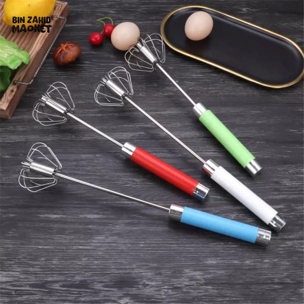 ROTATING HAND EGG WHISK – MULTICOLOR MANUAL CREAM MIXER FOR BAKING