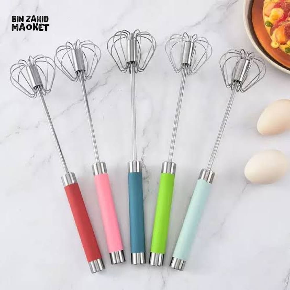 ROTATING HAND EGG WHISK – MULTICOLOR MANUAL CREAM MIXER FOR BAKING