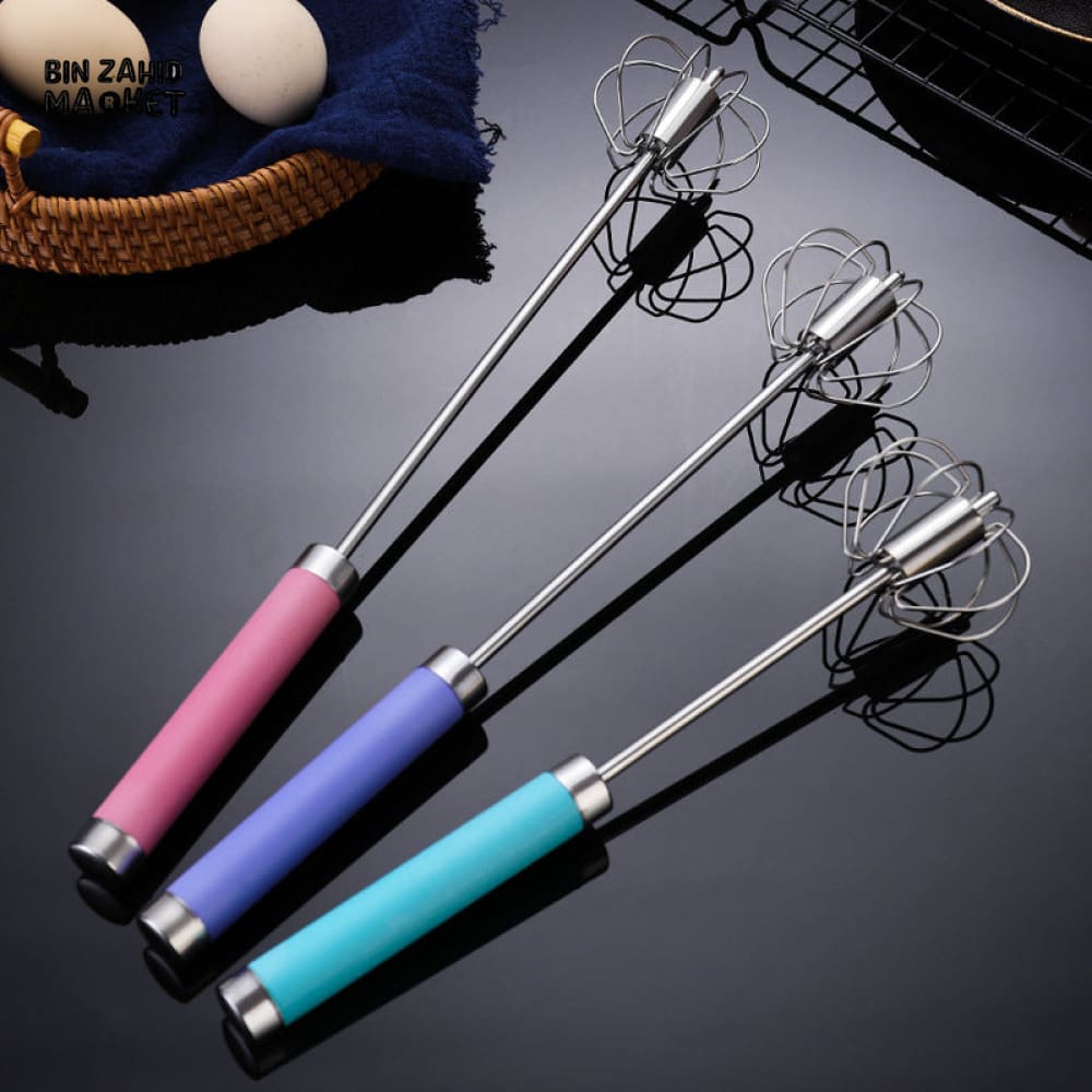 ROTATING HAND EGG WHISK – MULTICOLOR MANUAL CREAM MIXER FOR BAKING