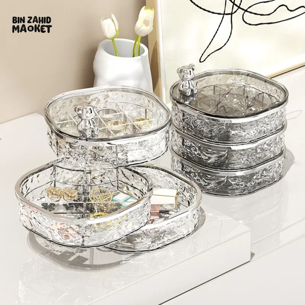 ROTATING JEWELRY STORAGE BOX – DUSTPROOF ORGANIZER FOR EARRINGS HAIRPINS & NECKLACES