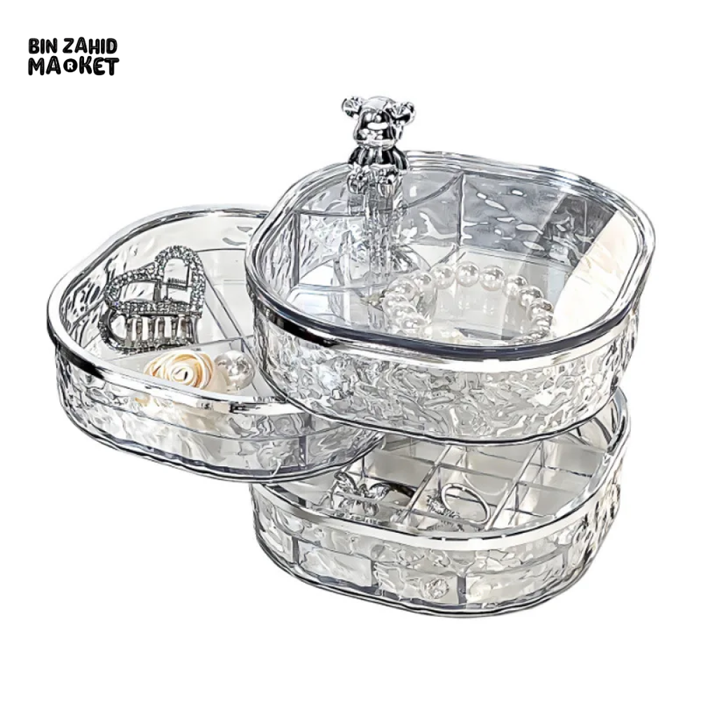 ROTATING JEWELRY STORAGE BOX – DUSTPROOF ORGANIZER FOR EARRINGS HAIRPINS & NECKLACES