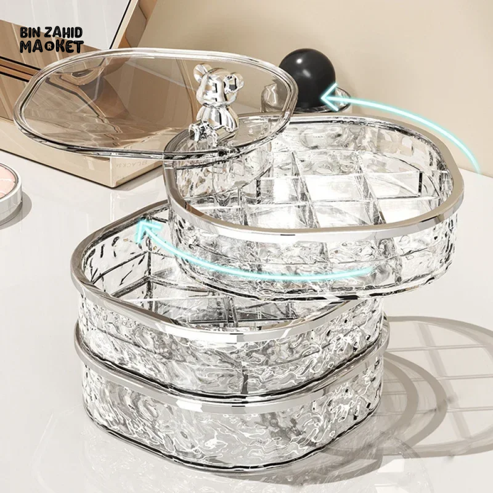 ROTATING JEWELRY STORAGE BOX – DUSTPROOF ORGANIZER FOR EARRINGS HAIRPINS & NECKLACES