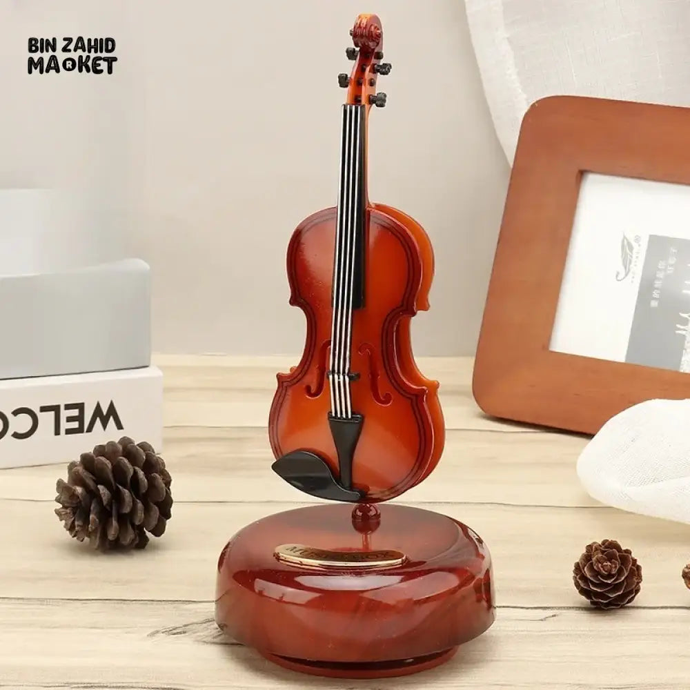 ROTATING MUSIC BOX ORNAMENT – GUITAR VIOLIN DESIGN HOME DECOR GIFT