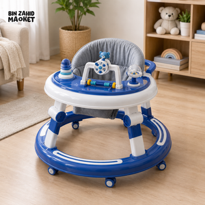 ROUND BABY WALKER WITH ACTIVITY TOYS - BLUE