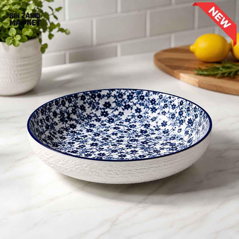 ROUND BLUE FLORAL PORCELAIN SERVING BOWL 20 CM – 120TP 2011