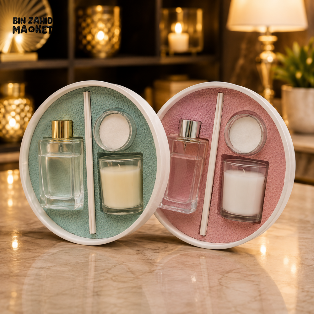 ROUND HOME FRAGRANCE DIFFUSER AND CANDLE GIFT - 1 PIECE