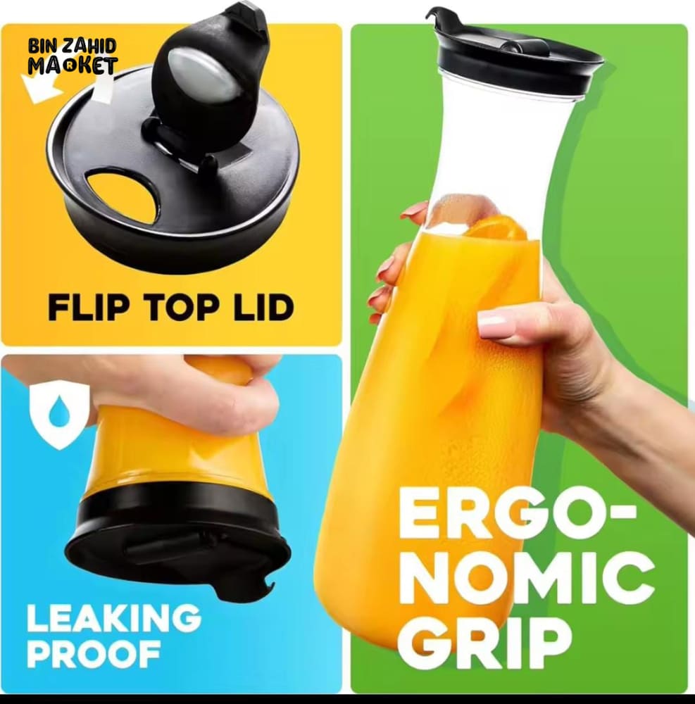SQUARE PLASTIC JUICE & MILK BOTTLE 1.1 LITRE – FLIP LID WATER CONTAINER