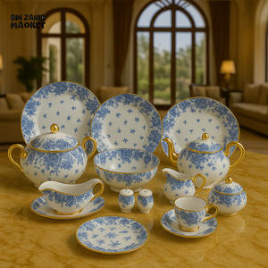 ROYAL ALBERT FINE BONE CHINA 75-PIECE DINNER SET – FLORAL GOLD TRIM TABLEWARE WITH PLATES, BOWLS, TEA SET & SERVING DISHES - 415F