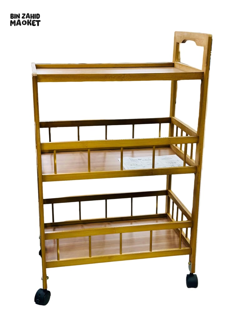 ROYAL SERVE 3-TIER WASHABLE WOODEN TEA TROLLEY