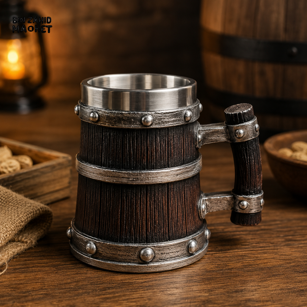 RUSTIC BARREL DESIGN MUG - 500 ML