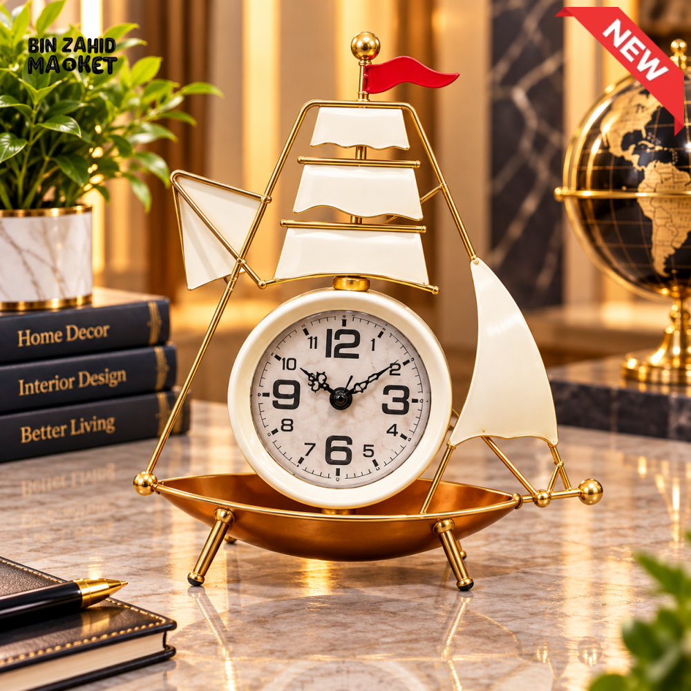 SAILBOAT TABLE CLOCK DECOR