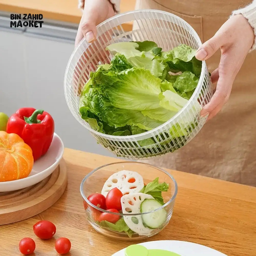 SALAD DRAIN BASKET – MULTIFUNCTIONAL MANUAL VEGETABLE DRYER SALAD SPINNER FOR FRUITS & VEGETABLES KITCHEN HELPER FOR HOME USE