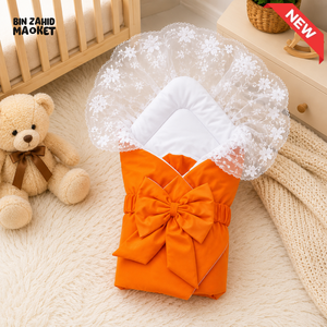 SATIN POLYESTER BABY CARRY NEST WITH LACE CANOPY - FLAME