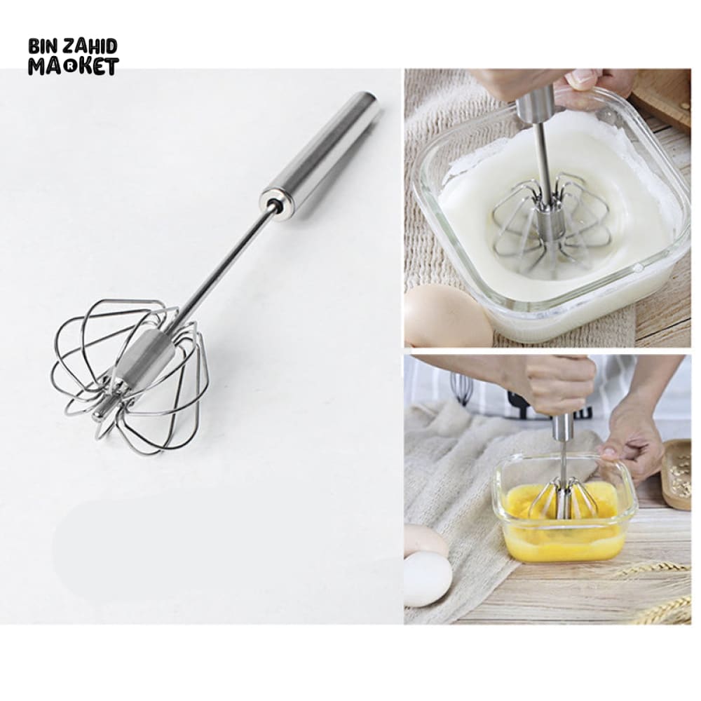 SEMI-AUTOMATIC HAND EGG BEATER – STAINLESS STEEL ROTARY WHISK