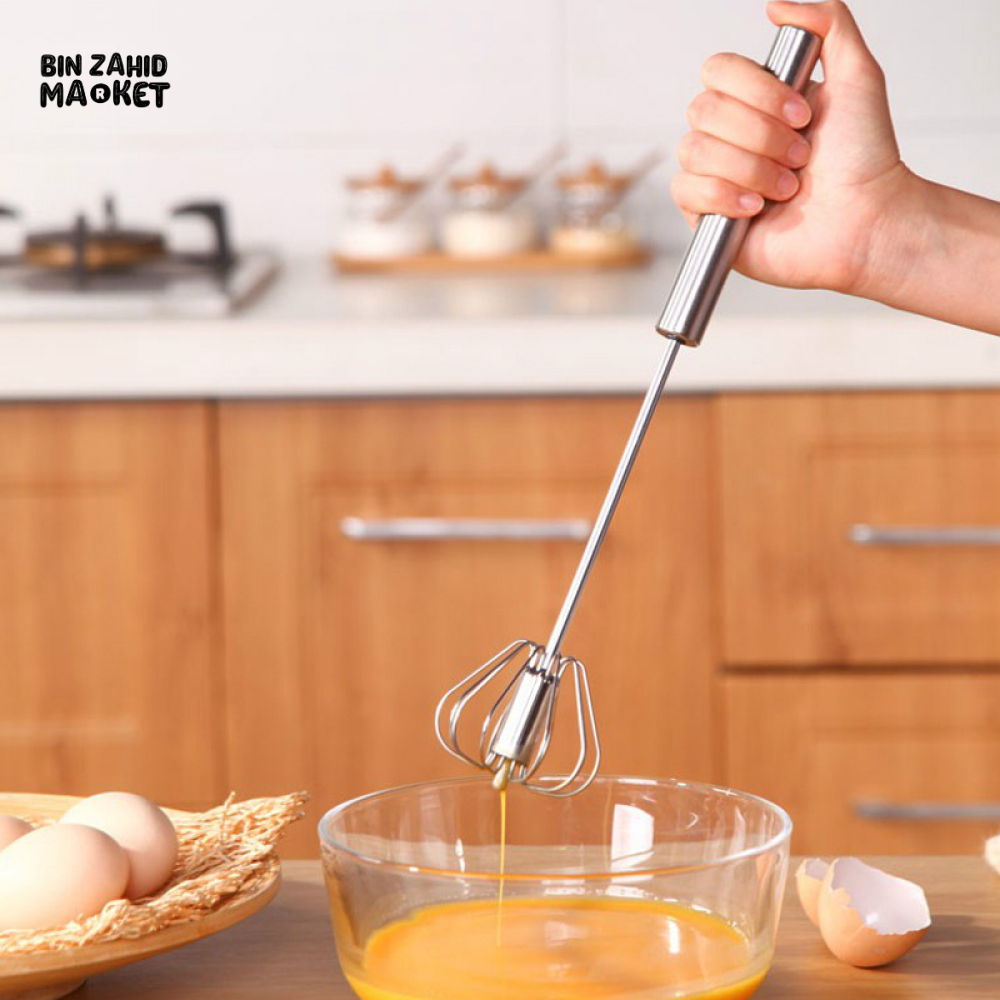 SEMI-AUTOMATIC HAND EGG BEATER – STAINLESS STEEL ROTARY WHISK