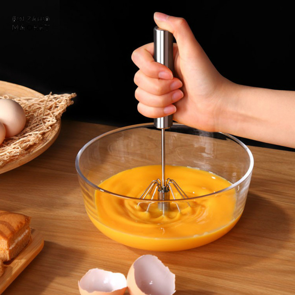 SEMI-AUTOMATIC HAND EGG BEATER – STAINLESS STEEL ROTARY WHISK