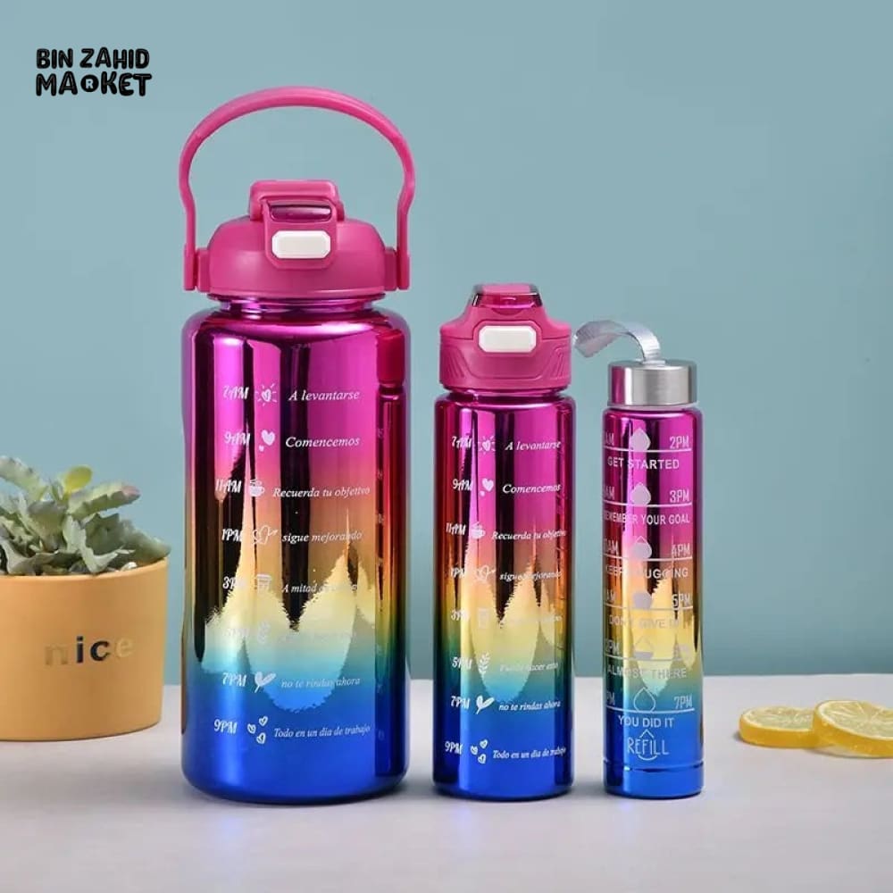 SET OF 3 METALLIC COLOR WATER BOTTLE