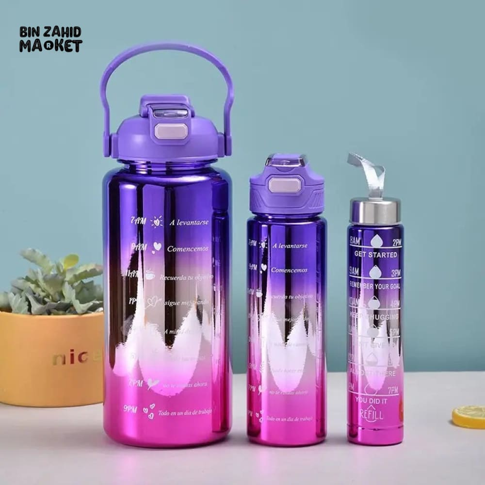 SET OF 3 METALLIC COLOR WATER BOTTLE