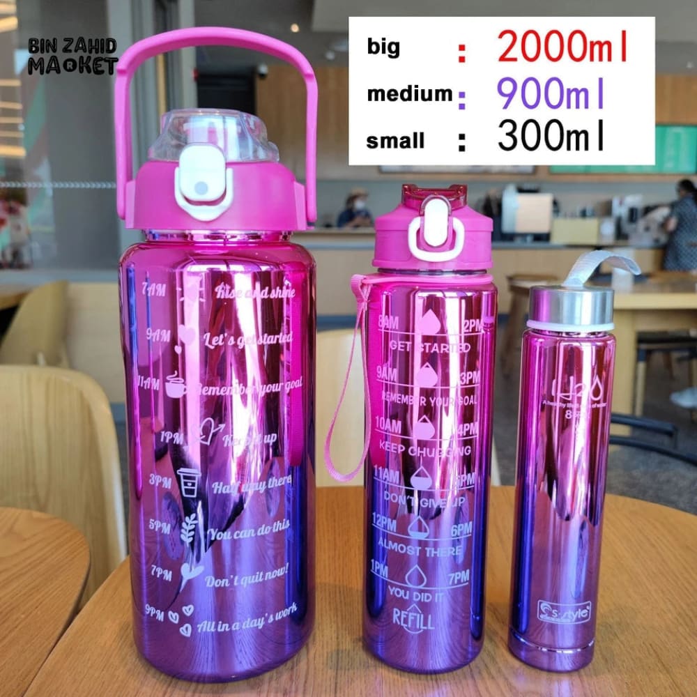 SET OF 3 METALLIC COLOR WATER BOTTLE
