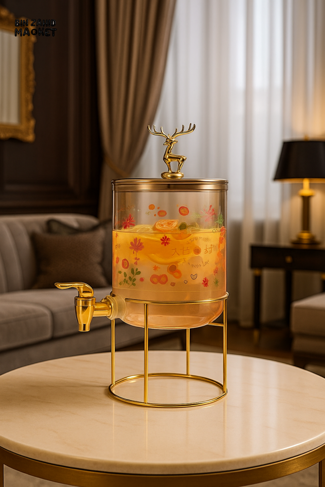 SHINE MAX 3.5L LUXURY GLASS JUICE DISPENSER WITH GOLD STAND & FAUCET