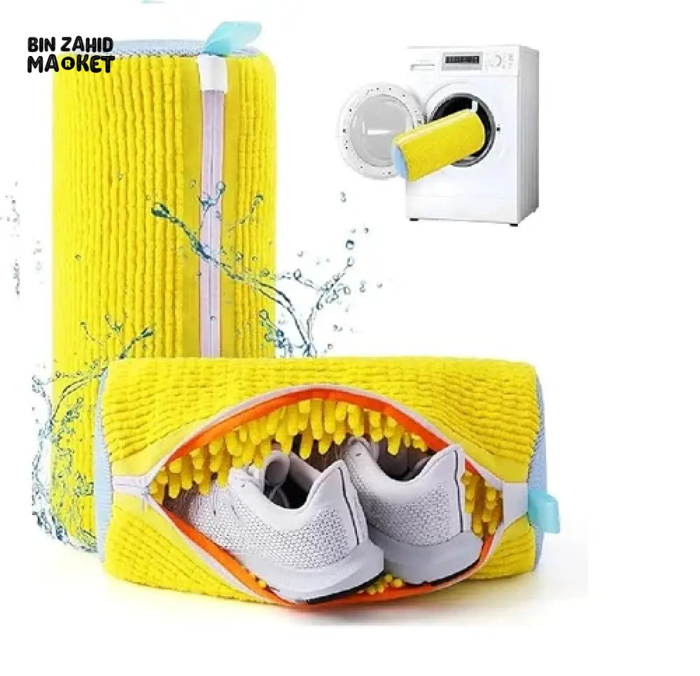 SHOE WASHING BAG FOR MACHINE – PORTABLE CYLINDRICAL SNEAKER CLEANING LAUNDRY POUCH WITH ZIPPER FOR WASHING MACHINES