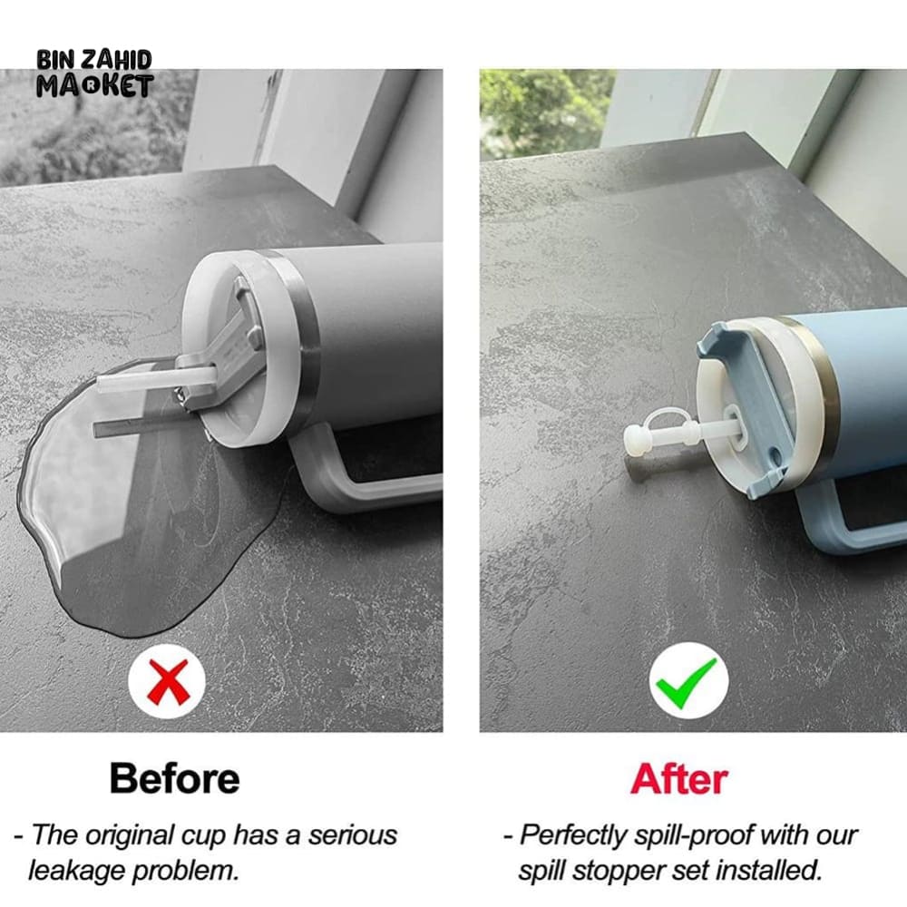 SILICONE STRAW CAP & OVERFLOW STOPPER 3 PIECES SET – ANTI-SPILL SET FOR STANLEY TUMBLER 30OZ / 40OZ