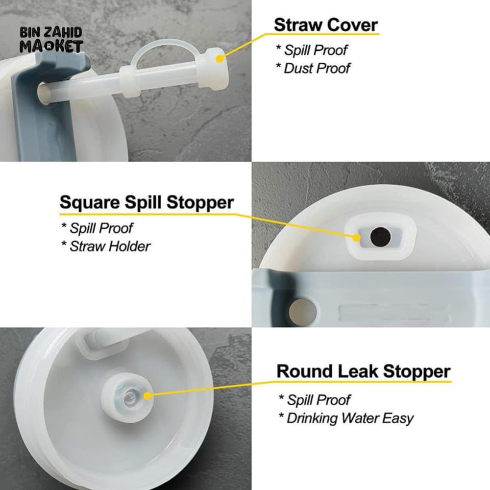 SILICONE STRAW CAP & OVERFLOW STOPPER 3 PIECES SET – ANTI-SPILL SET FOR STANLEY TUMBLER 30OZ / 40OZ