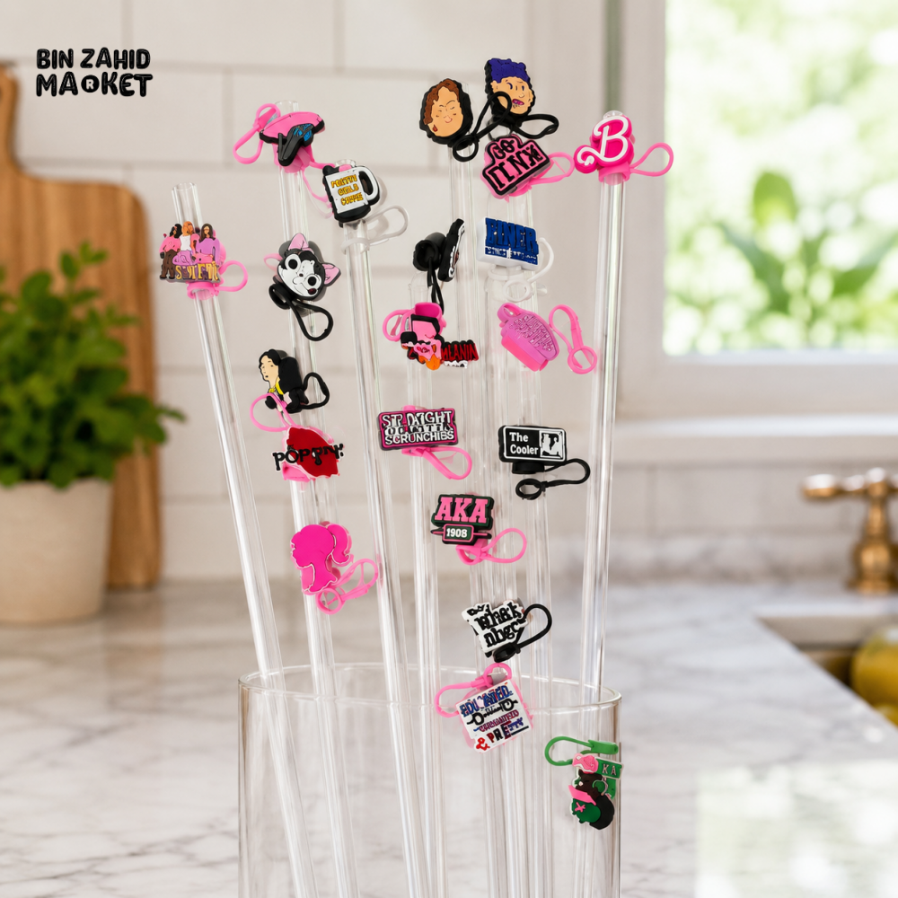 SILICONE STRAW STOPPER MULTIPLE DESIGN - 1 PIECE (WITHOUT STRAW)