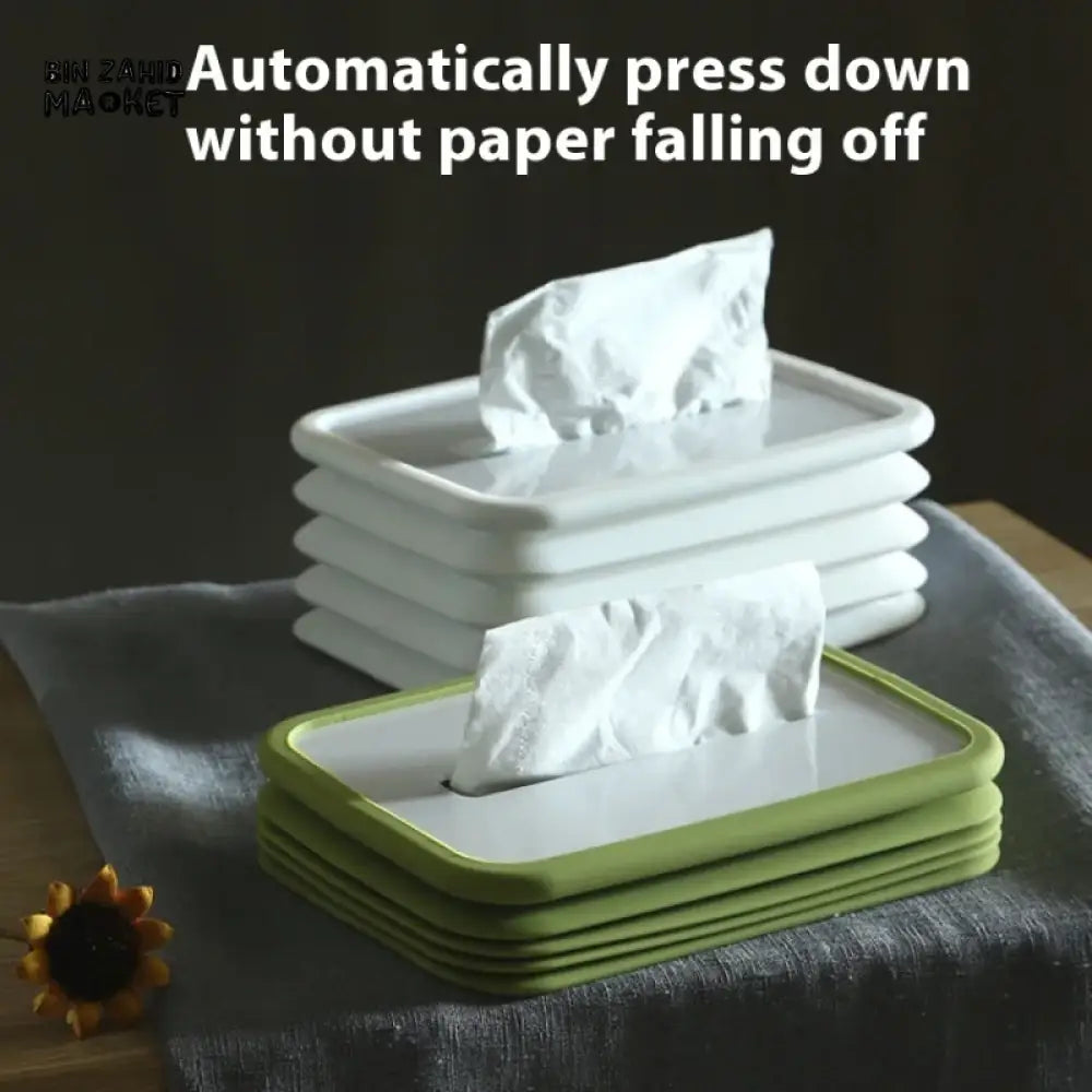 SILICONE TISSUE BOX – SELF-CLOSING MINIMALIST PAPER HOLDER FOR LIVING ROOM DINING & COFFEE TABLE